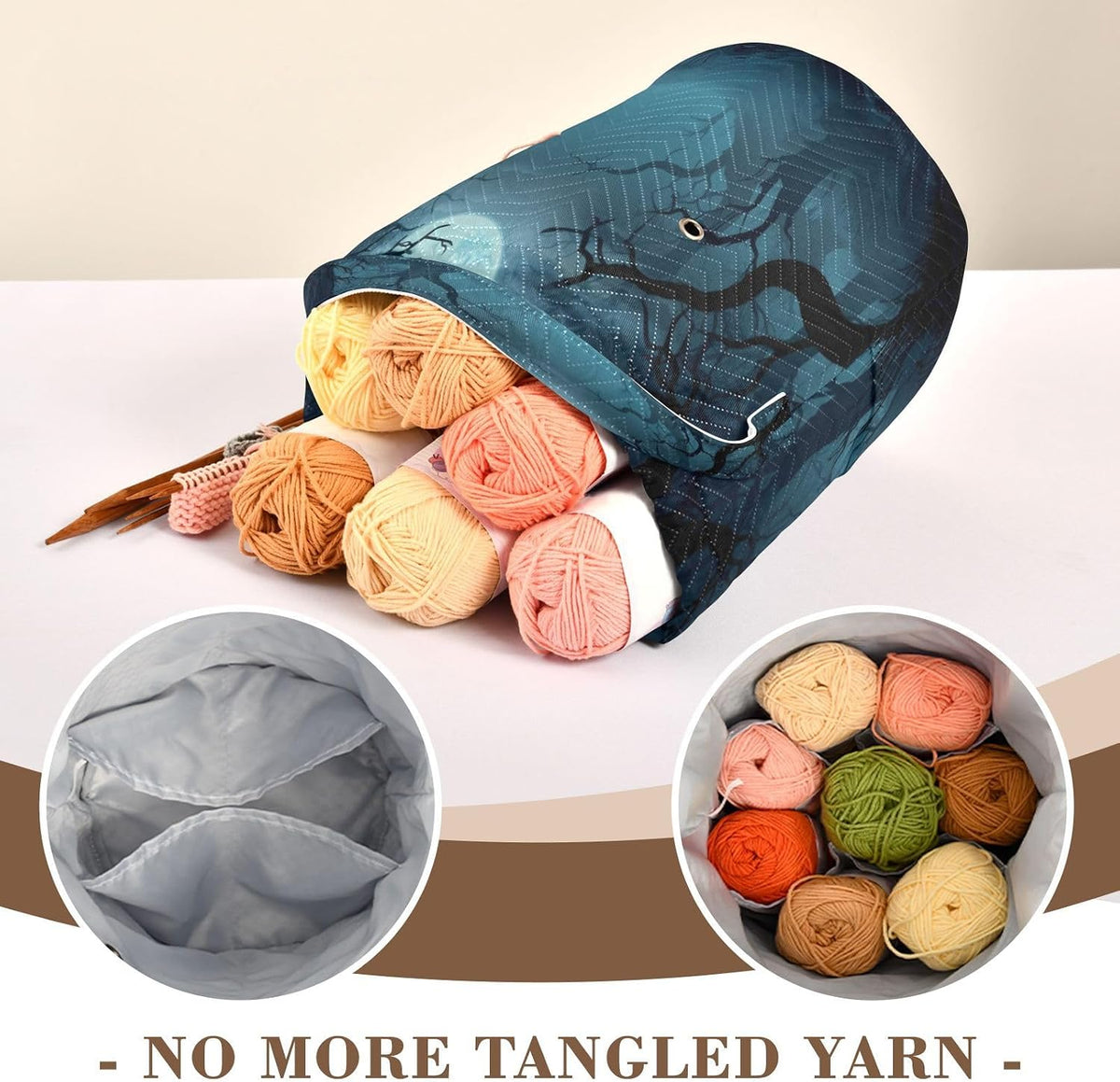 YETTASBIN Scary Forest Yarn Storage Bag, Large Crochet Knitting Bag