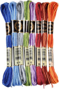 8 Skeins 6 Strands 70 Yards Variegated Embroidery Cross Stitch Thread