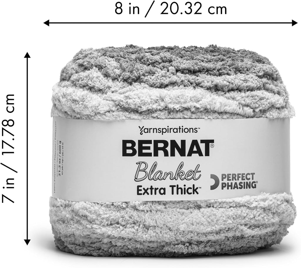 Bernat Blanket Extra Thick Perfect Phasing Chunky Yarn, Coal