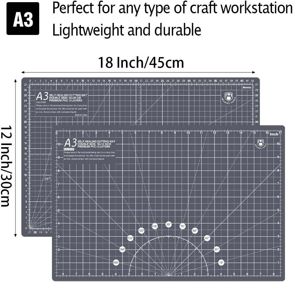 Headley Tools 18"x12" Thickened Self Healing Cutting Mat, A3 Rotary