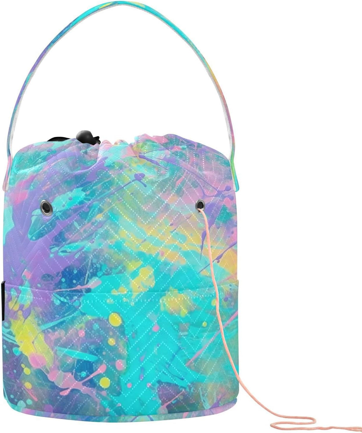 YETTASBIN Paint Splash Yarn Storage Bag, Large Crochet Knitting Bag