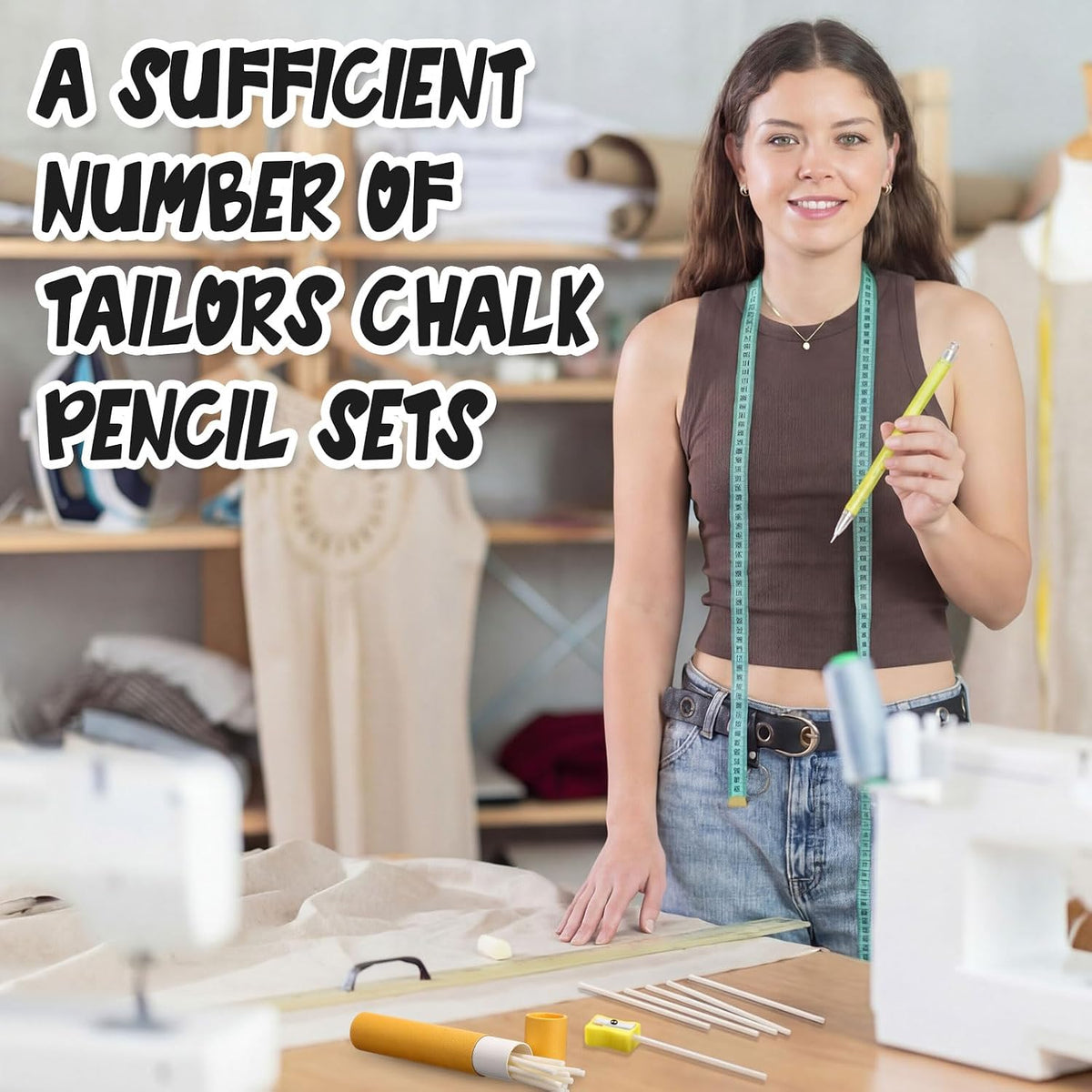 Motiskyy 56 Pcs Chalk Pencil Refillable Cartridge Set, Sewing Tailors