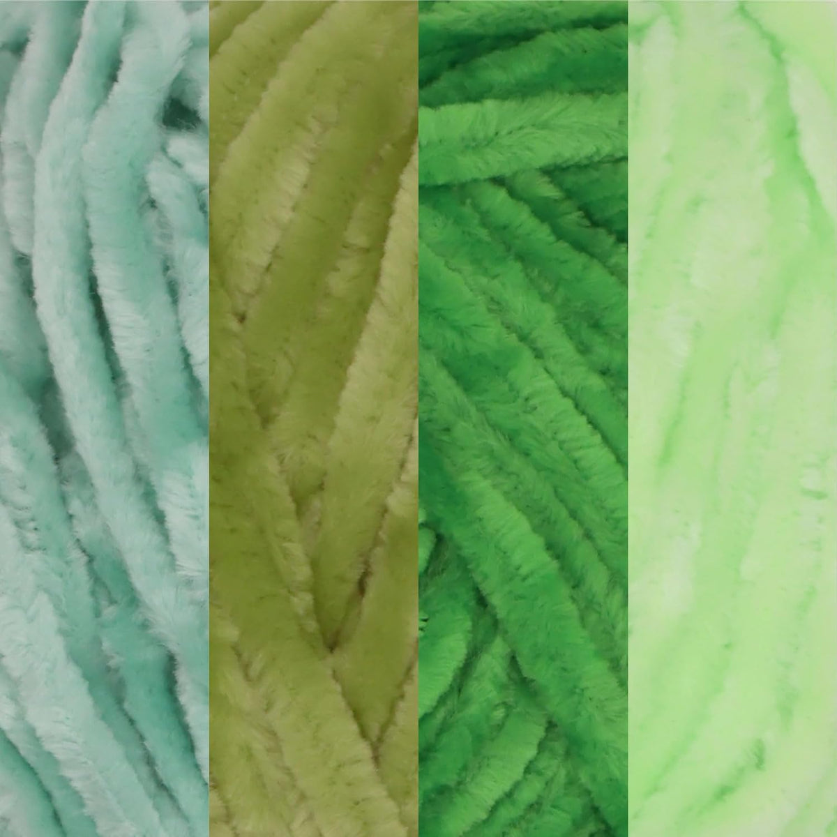 JubileeYarn Chenille Yarn - Shades of Green - 4 Skeins