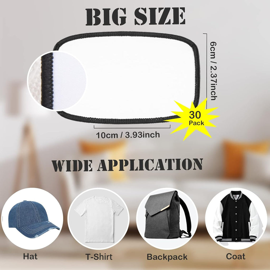 30 PCs Sublimation Patches - Iron On Blank Patches for DIY Crafts Hats