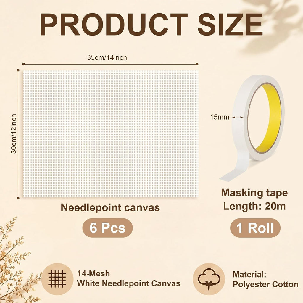 Moukeren 7 Pcs 12 x 14 Inches Needlepoint Canvas Starter Kit Include