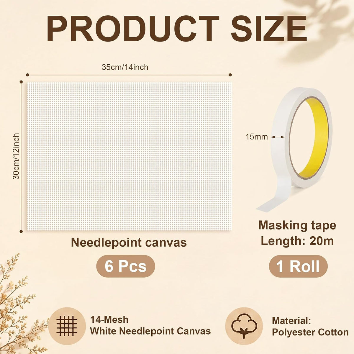 Moukeren 7 Pcs 12 x 14 Inches Needlepoint Canvas Starter Kit Include