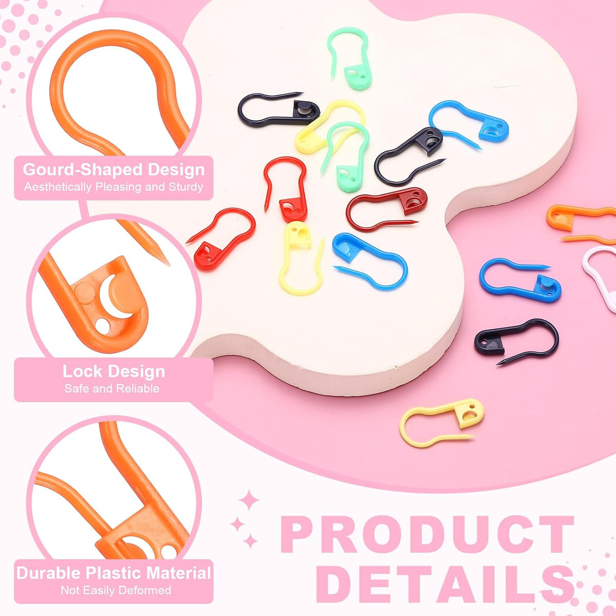 PATIKIL 50pcs Plastic Safety Pins 0.9" Knitting Markers Crochet Clip