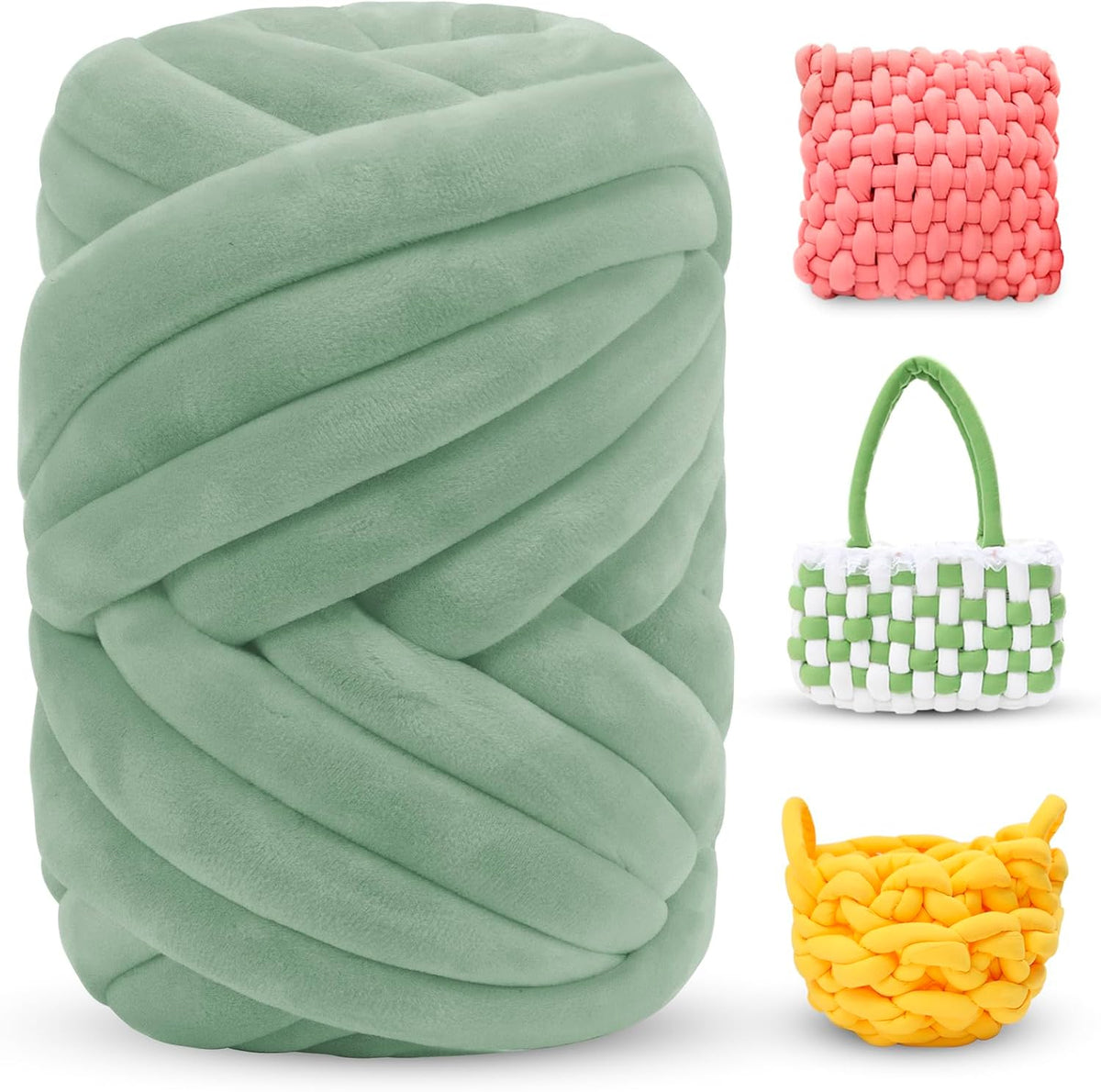 Thick Chunky Yarn for Arm Knitting, Jumbo Tube Knit Blanket Soft