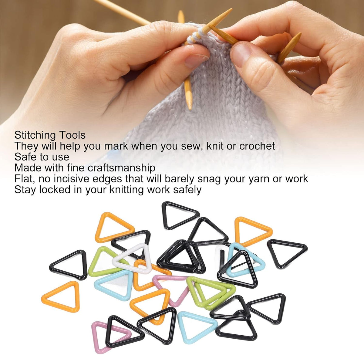 Geometric Stitch Markers, Metal Crochet Knitting Locking Clips Bright