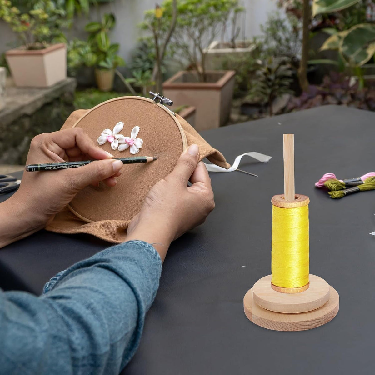 Wooden Spool Holder for Sewing, Stable Thread Rack for Bobbin Spools