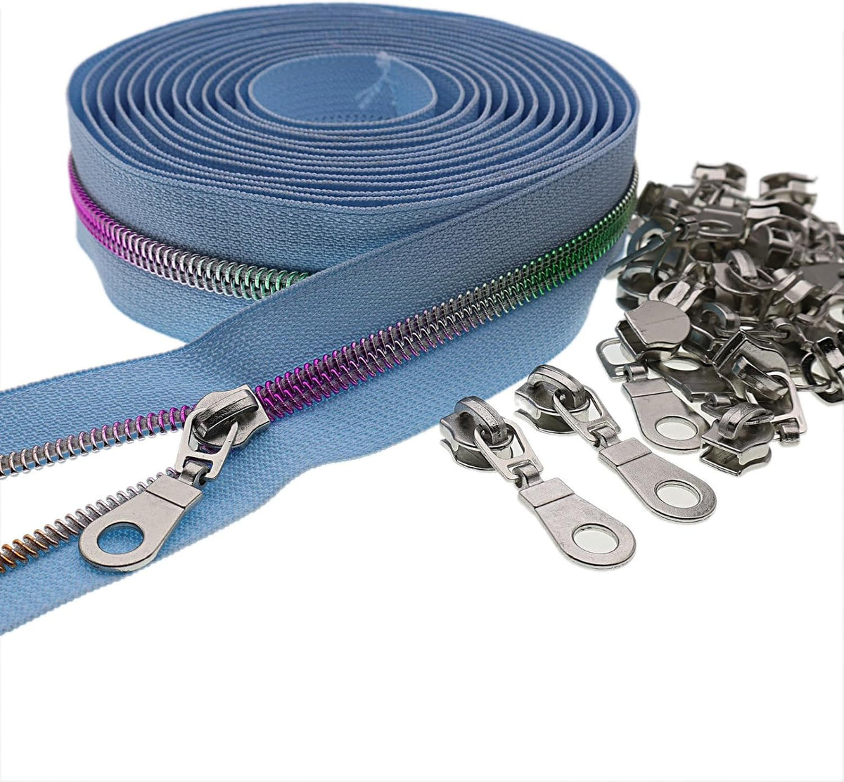 YIGUANXIN #5 Colorful Metallic Nylon Coil Zippers by The Yard with