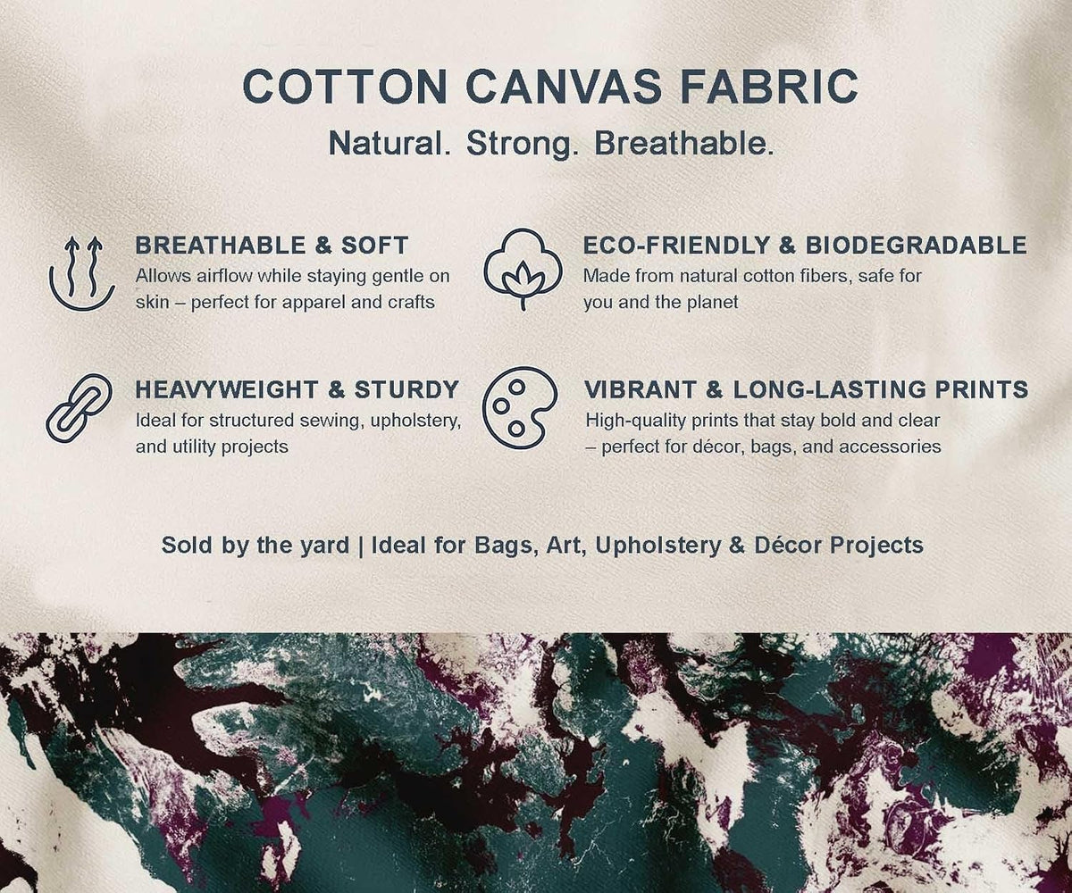 Soimoi Cotton Canvas Fabric - Texture Print, Dark Teal Blue | 42" Wide