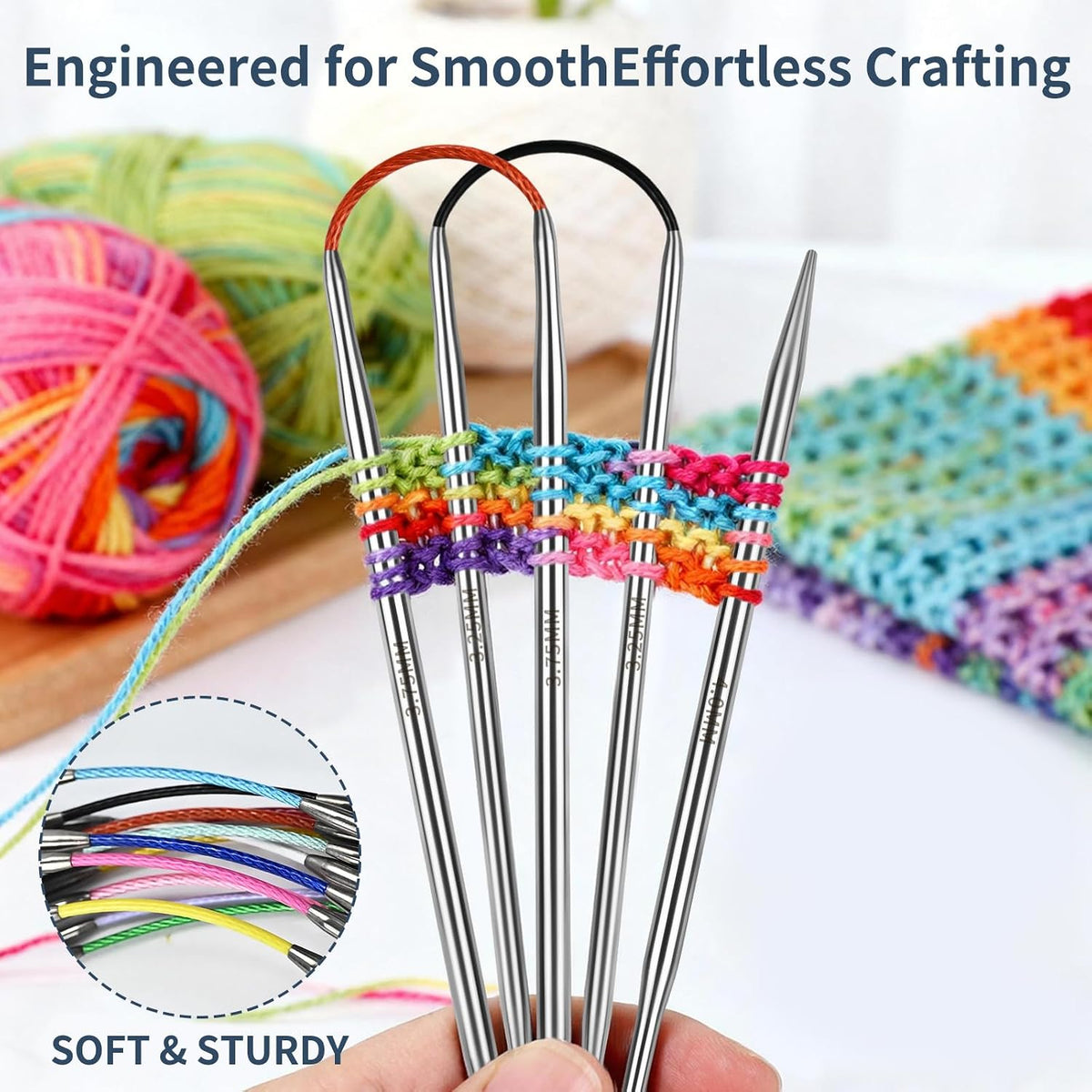 5.0mm Flexible Double Pointed Knitting Needles, 9 Inch (23cm), 3-Piece
