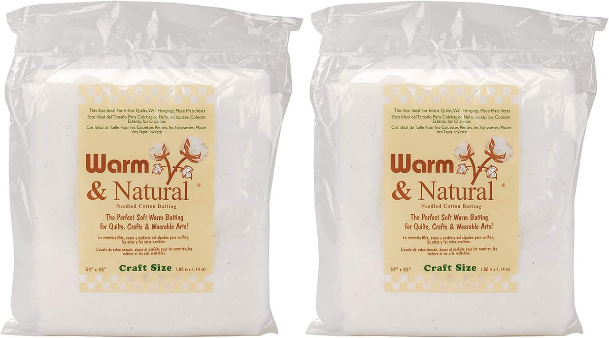 Warm & Natural Cotton Batting-Craft Size 34"X45" (2 Pack)