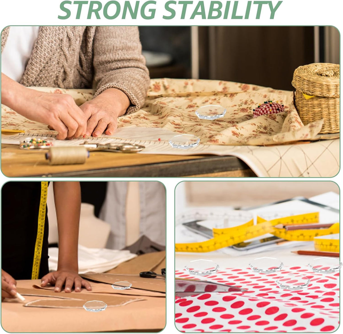 10 Pack Glass Pattern Weights Kit, Versatile Portable Sewing Fabric