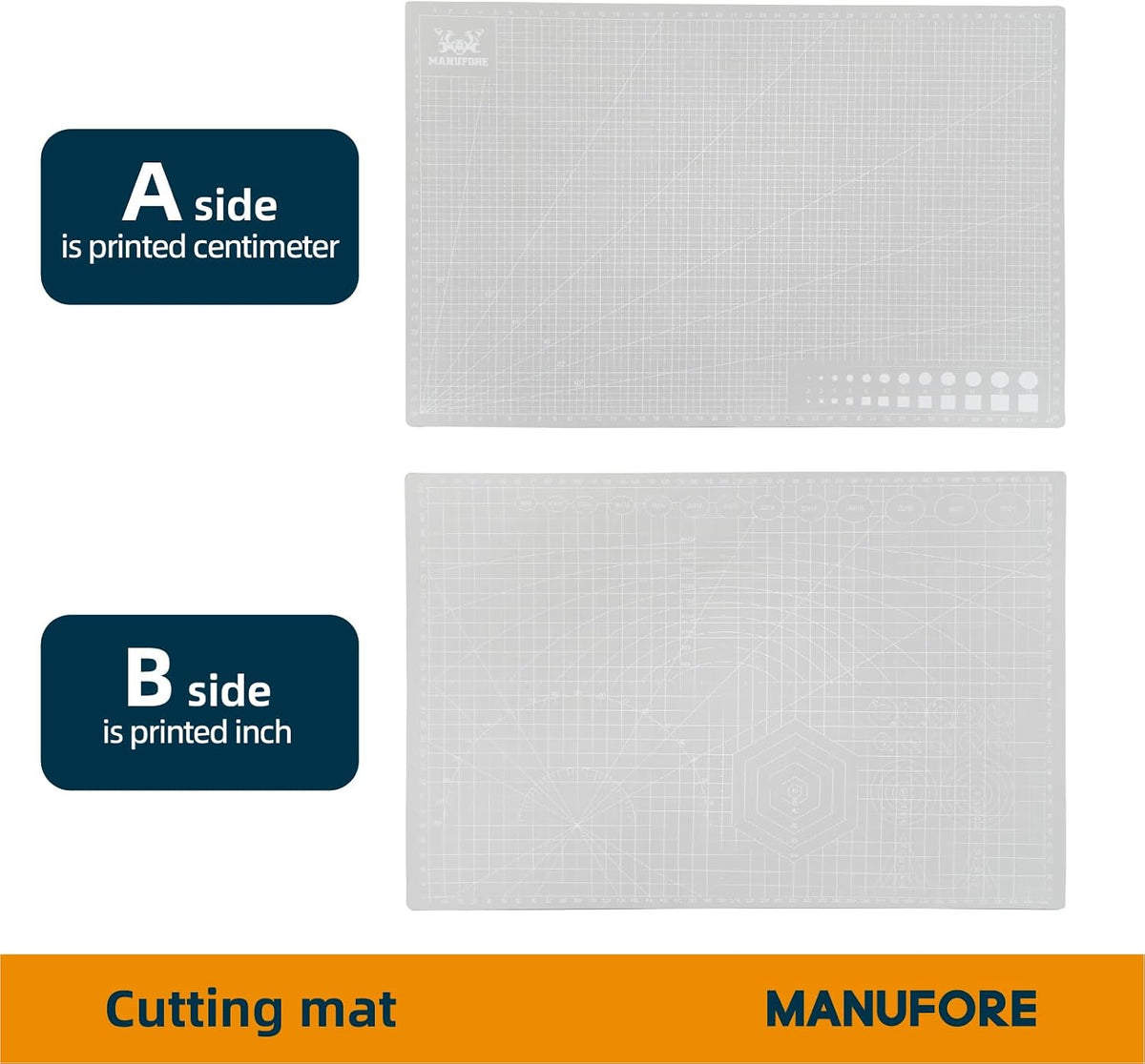 MANUFORE Cutting Mat A3, A4, A5 Set Centimeter and Inch Scale Self
