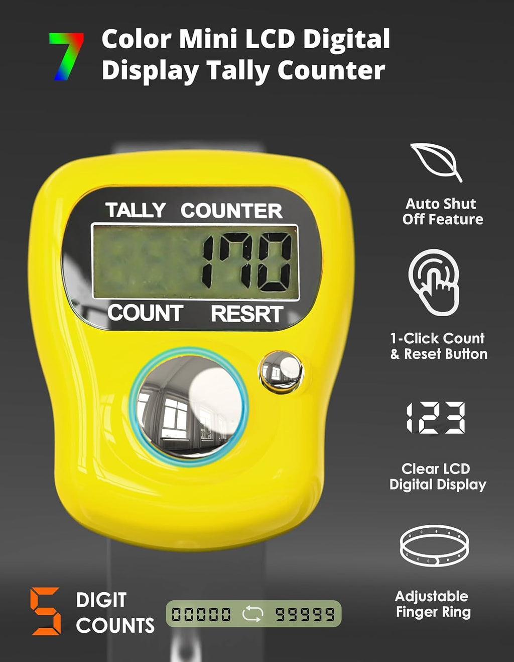 KTRIO Electronic Finger Counter, 5-Digit LCD Number Clicker