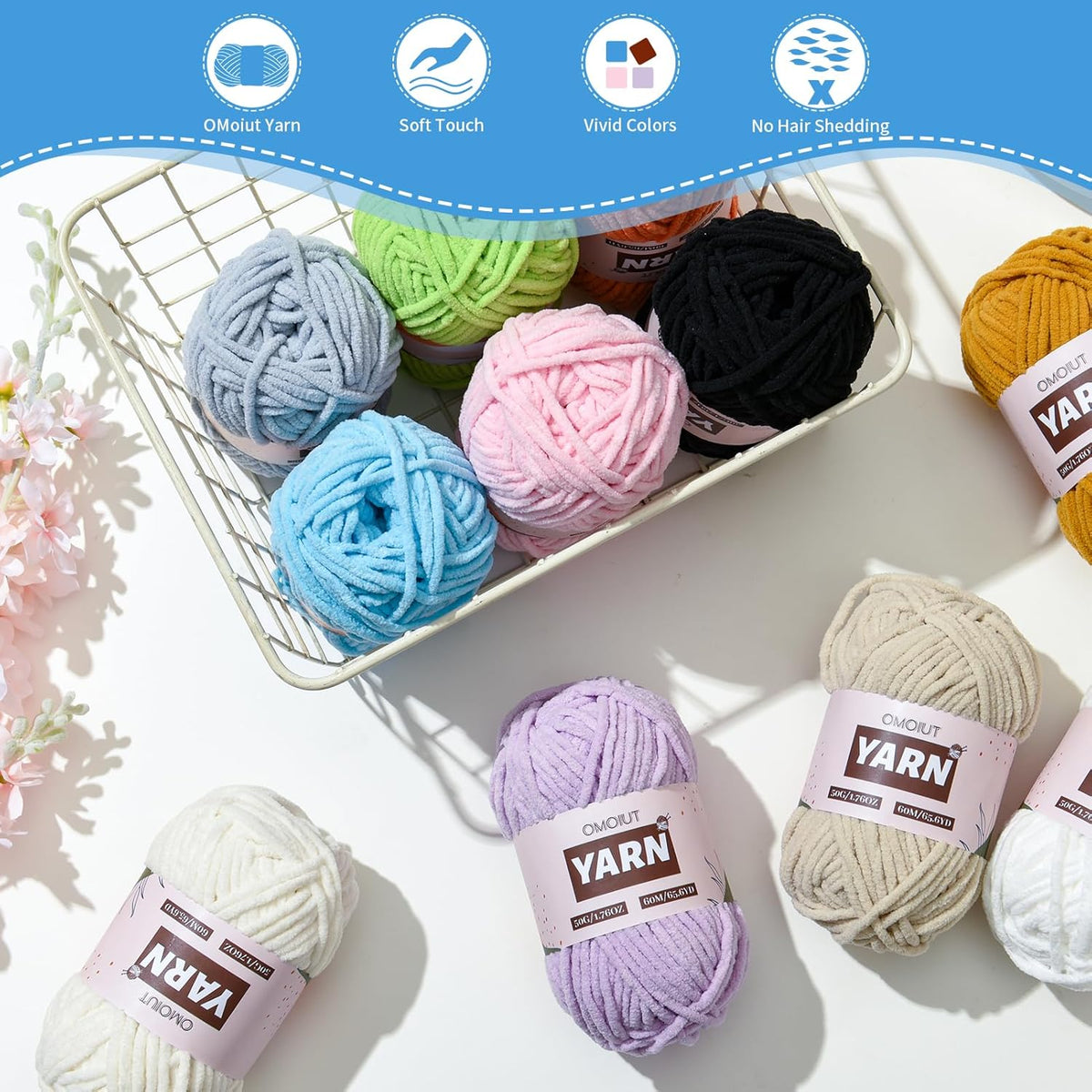 3 Packs Plush Chenille Chunky Crochet Yarn - Baby Yarn for Crocheting