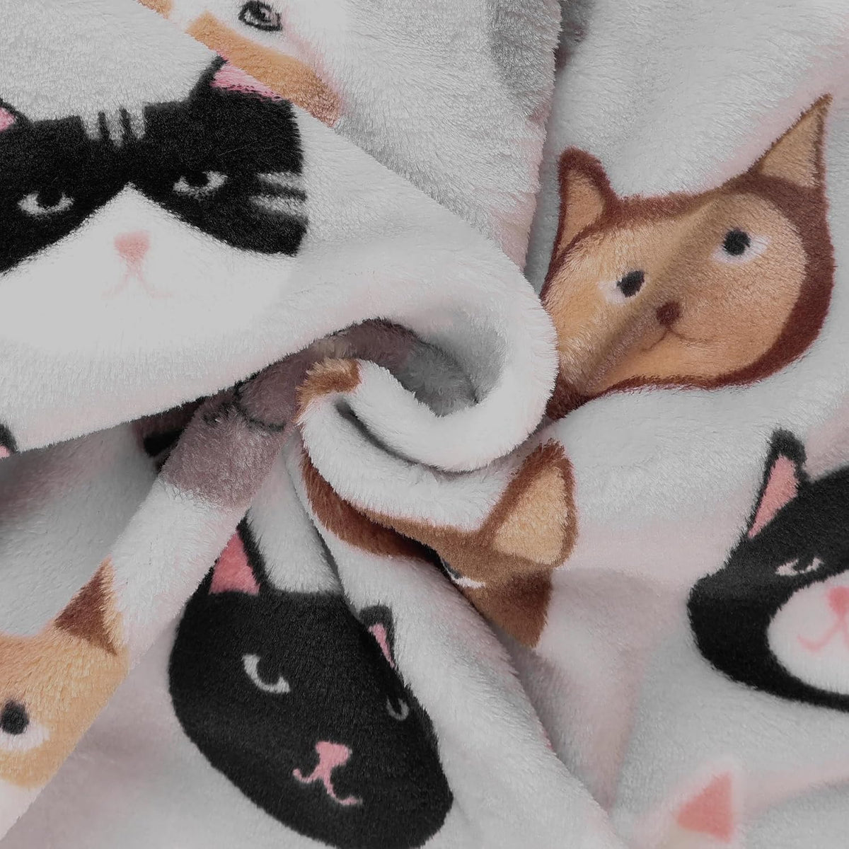 Mook Fabrics Cats Super Soft Velour Fleece, Grey Cut by The Yard