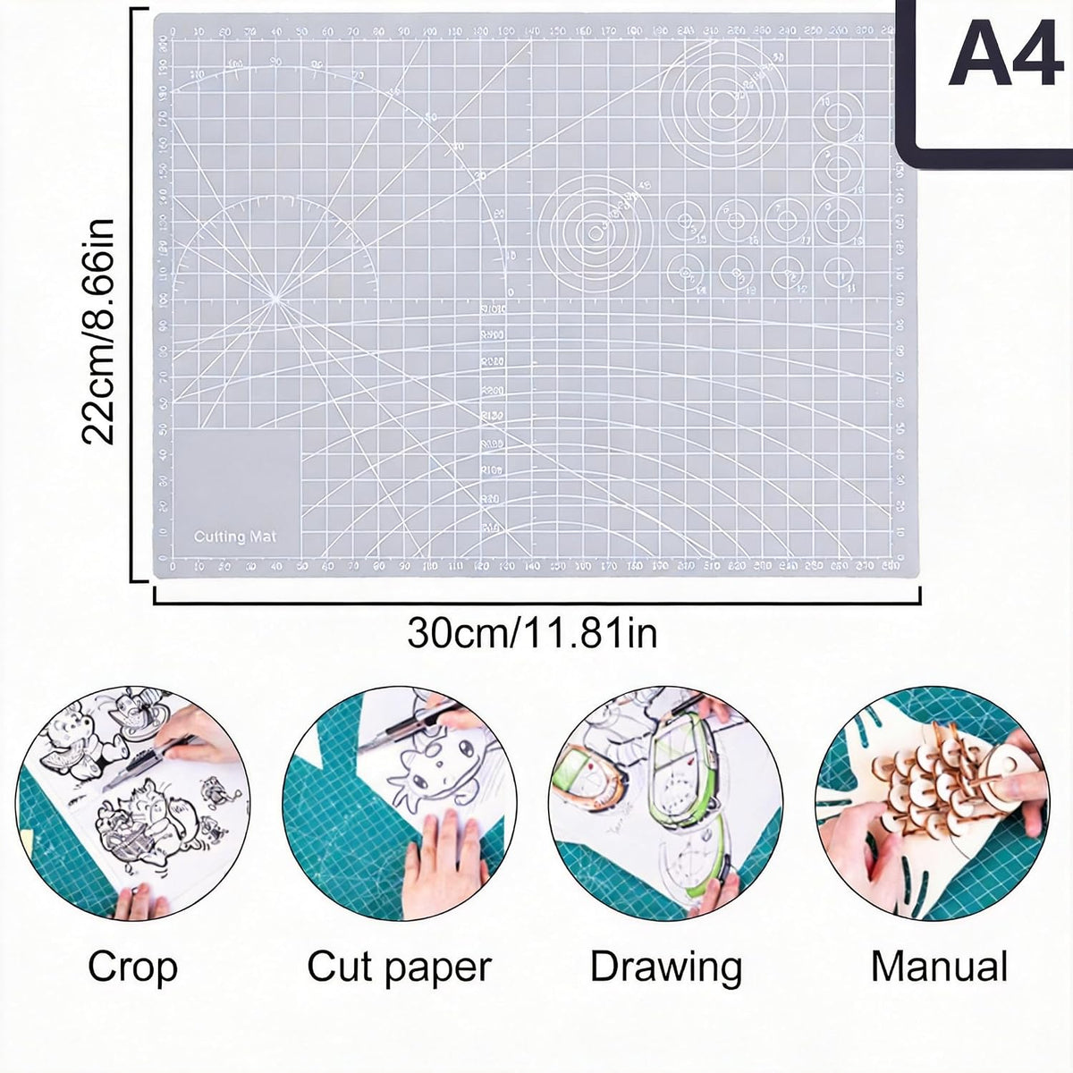 TORMEN Self Healing Cutting Mat A4 Rotary Craft Board Double Sided PVC