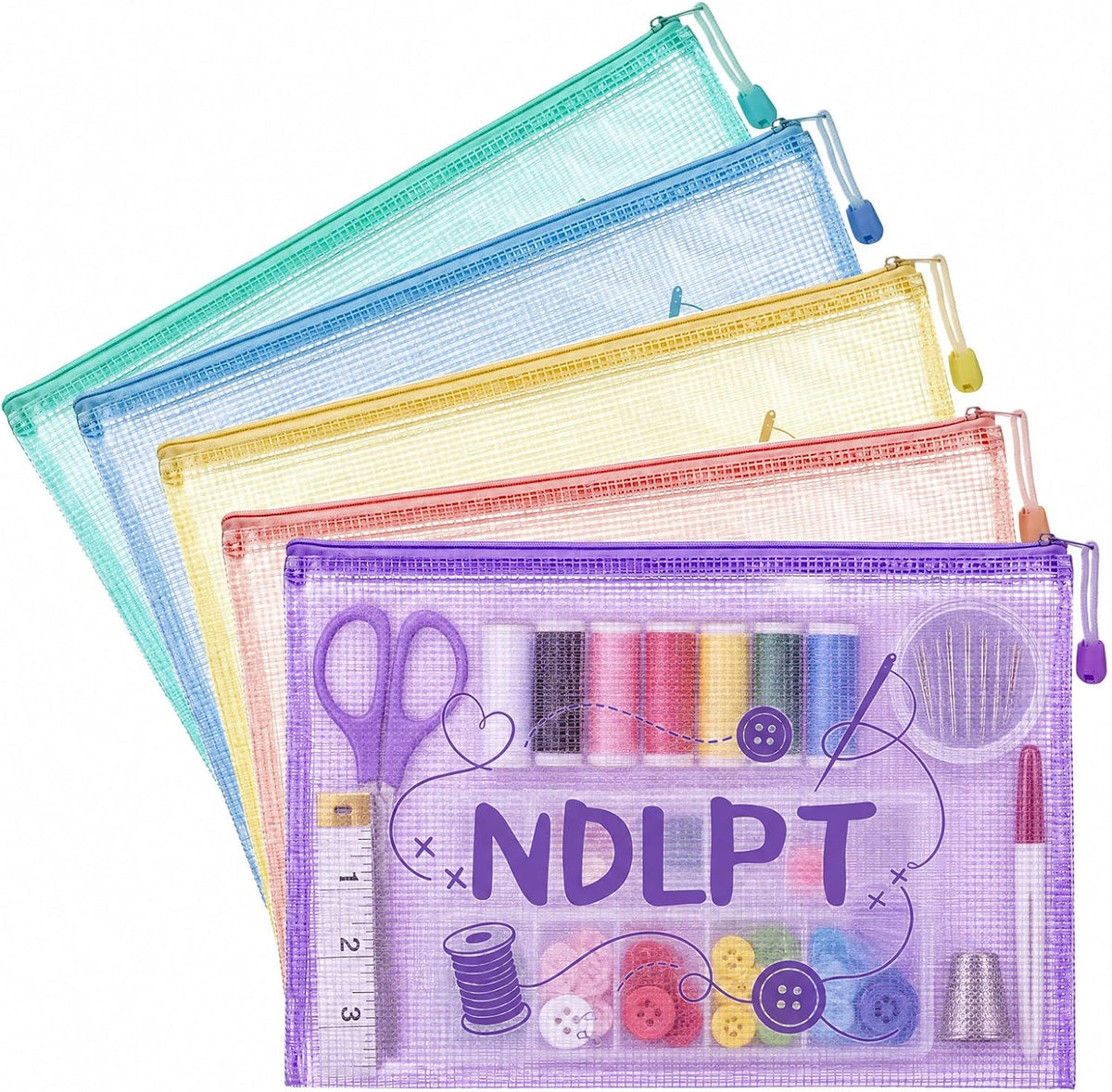 10 Pack A4 Needlepoint Project Bags, Clear Mesh Zipper Organizer