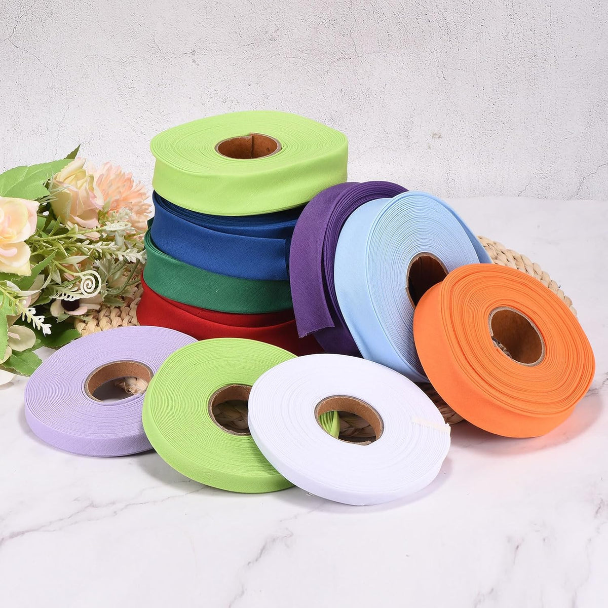 1 Inch Double Fold Bias Tape 10 Yards Polyester Binding Tape Beige