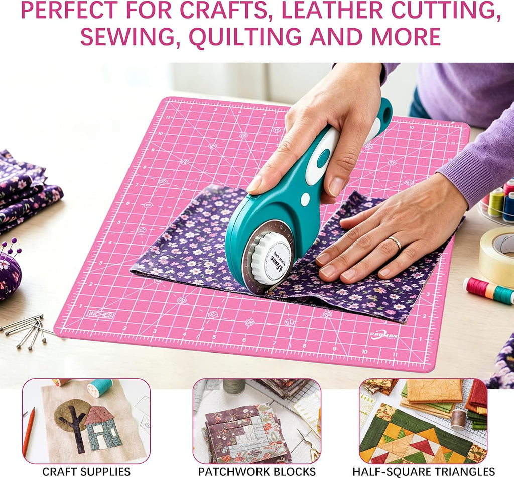 12"x12" Rotating Self Healing Cutting Mat, Fabric Cutting Mat with