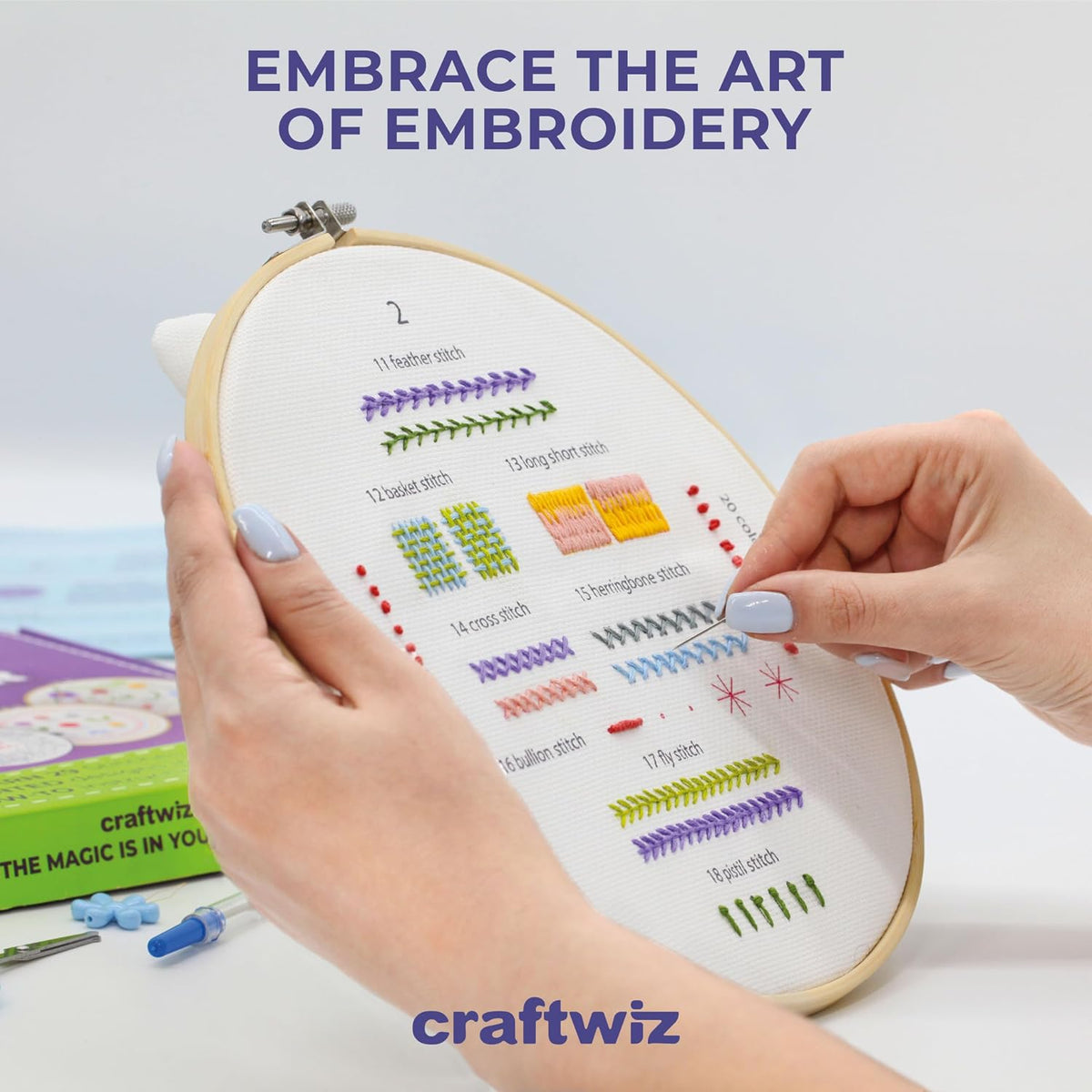 Craftwiz 4-Piece Starter Embroidery Kit for Beginners and Expert with