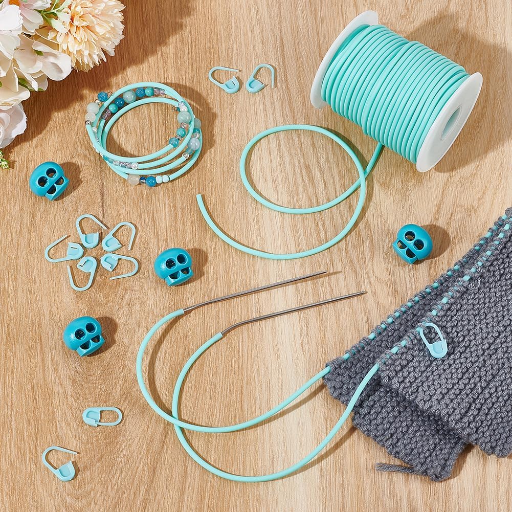NBEADS 27 Yards Stitch Keeping Cords, 3mm Hollow Rubber Tubing