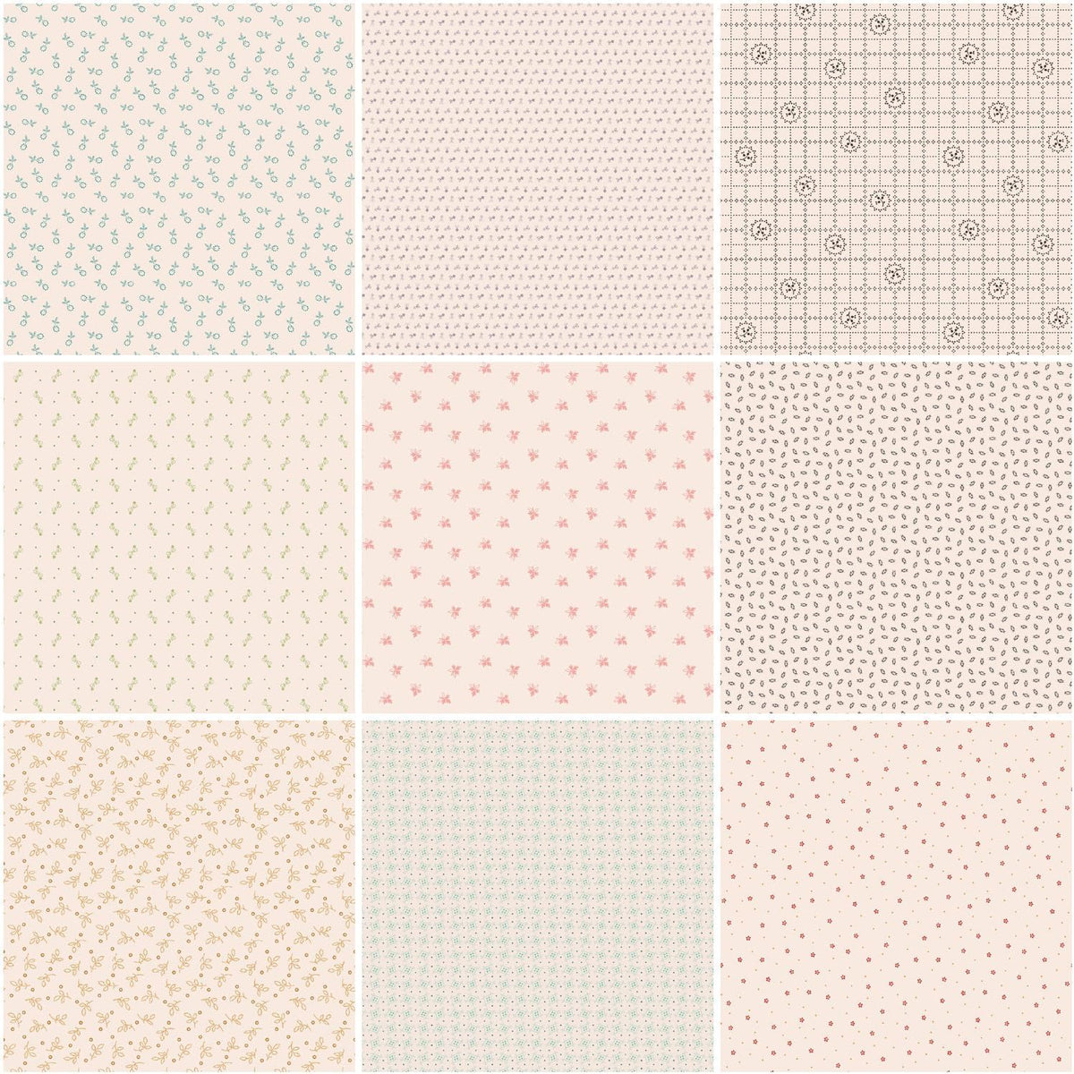 Lori Holt Gentler Times Backgrounds 5" Stacker 42 5-inch Squares Charm