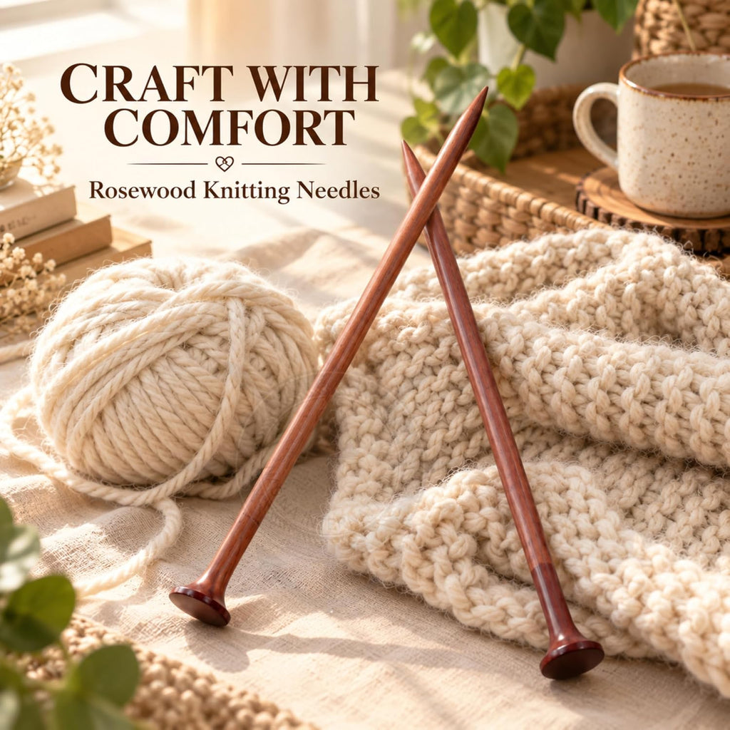 US Size 15-12" Rosewood & Maple Crafted Premium Yarn Knitting Needles