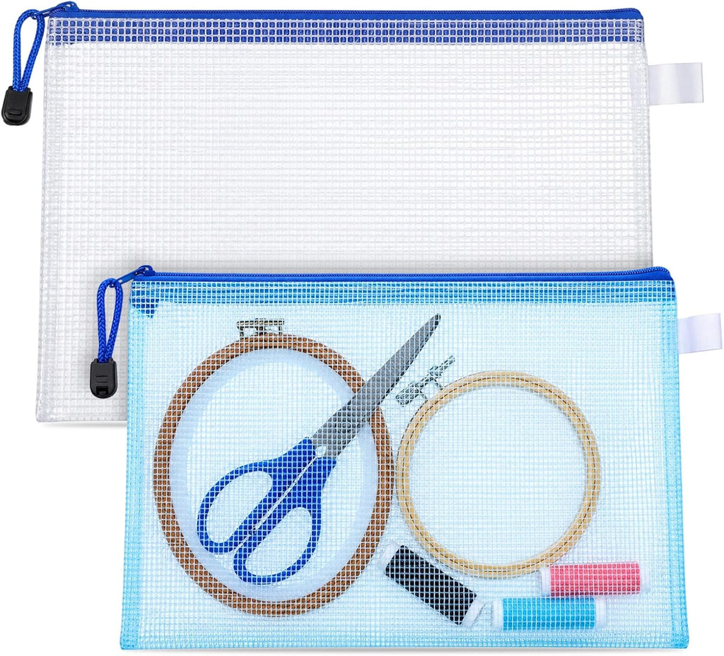 2 Pcs Needlepoint Project Bag Clear Mesh Zipper Pouch Bags Organizer