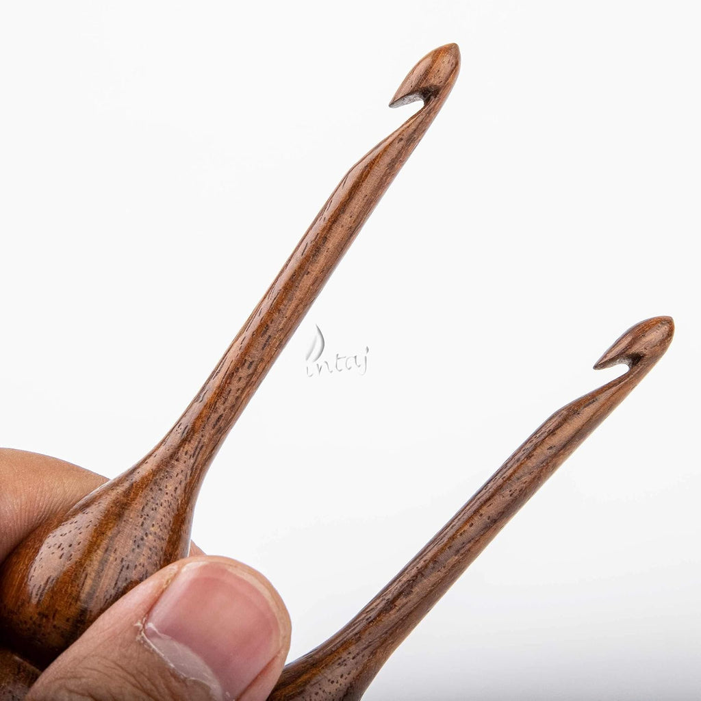 INTAJ Handmade Wooden Crochet Hook - Rosewood Needle Crochet Hooks Set