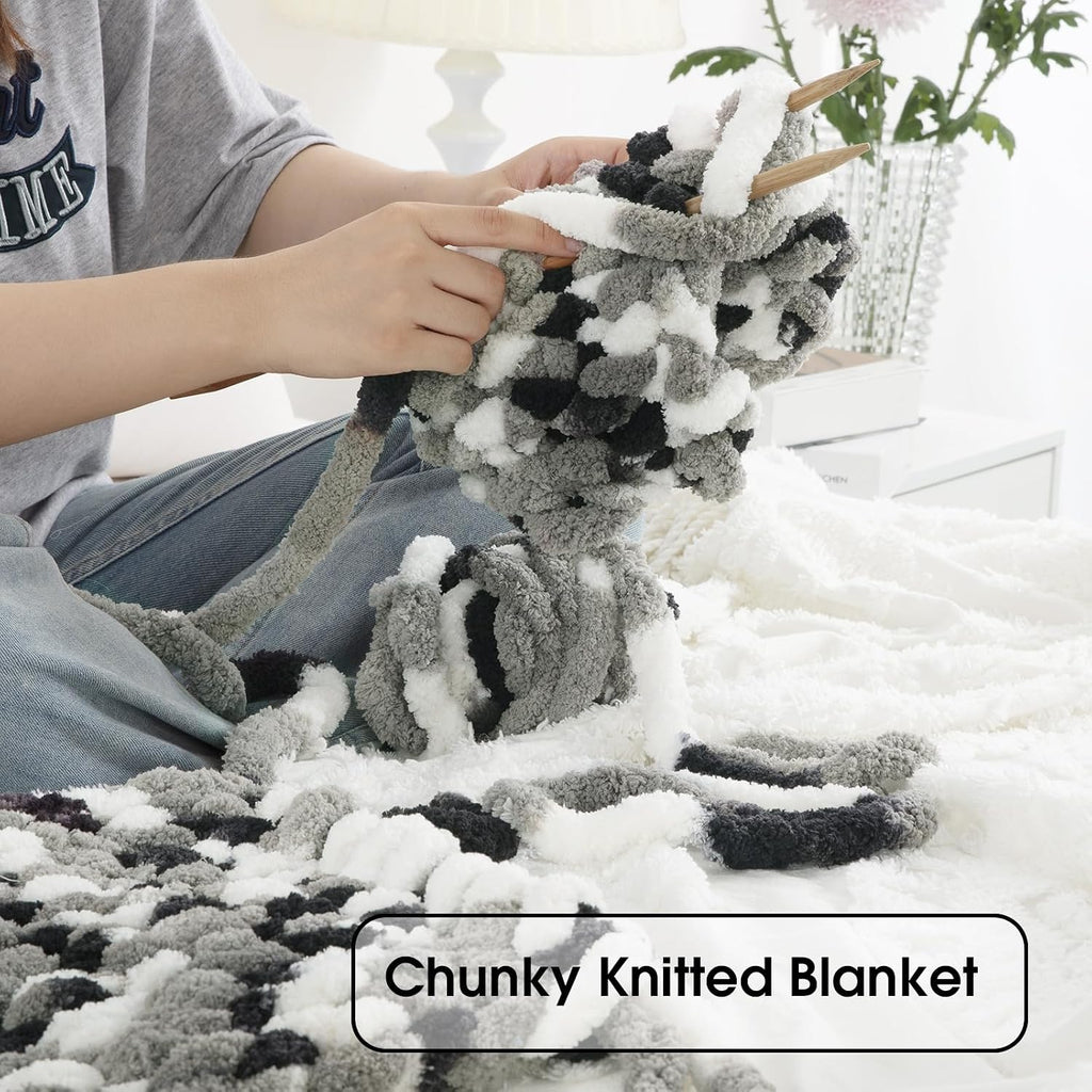 HOMBYS Chunky Tie Dye Mix Chenille Yarn for Hand Knitting, Super Bulky