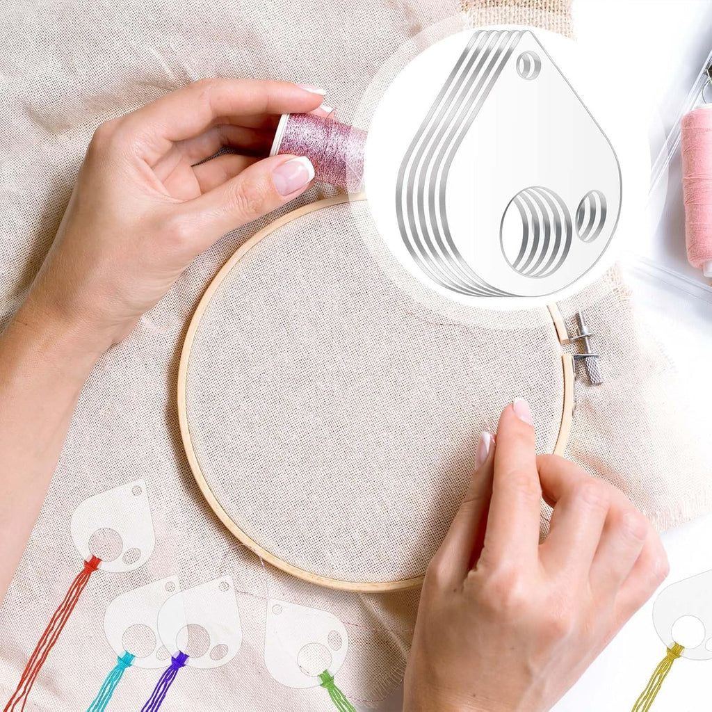 50Pcs Acrylic Embroidery Floss Organizer with 1Pc Hinged Ring