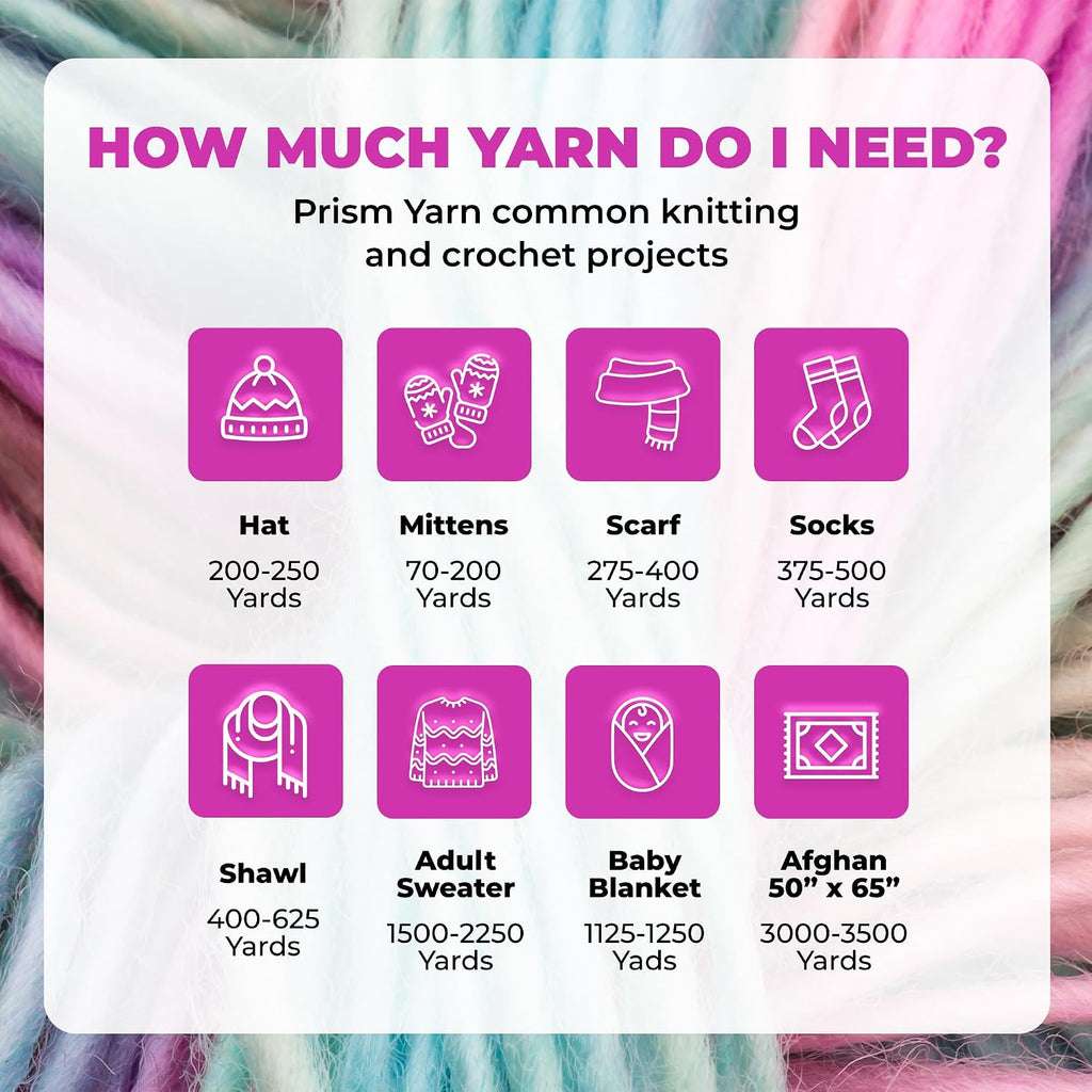 Mary Maxim Prism Yarn, Acrylic Multicolor DK Yarn, 290 Yards, Raibow