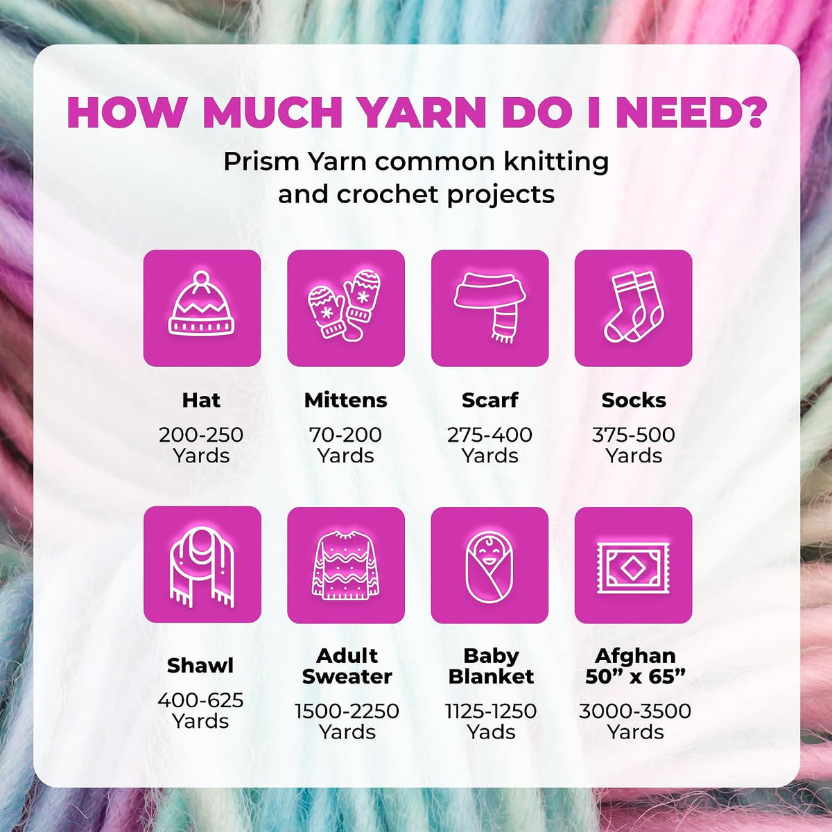 Mary Maxim Prism Yarn, Acrylic Multicolor DK Yarn, 290 Yards, Raibow