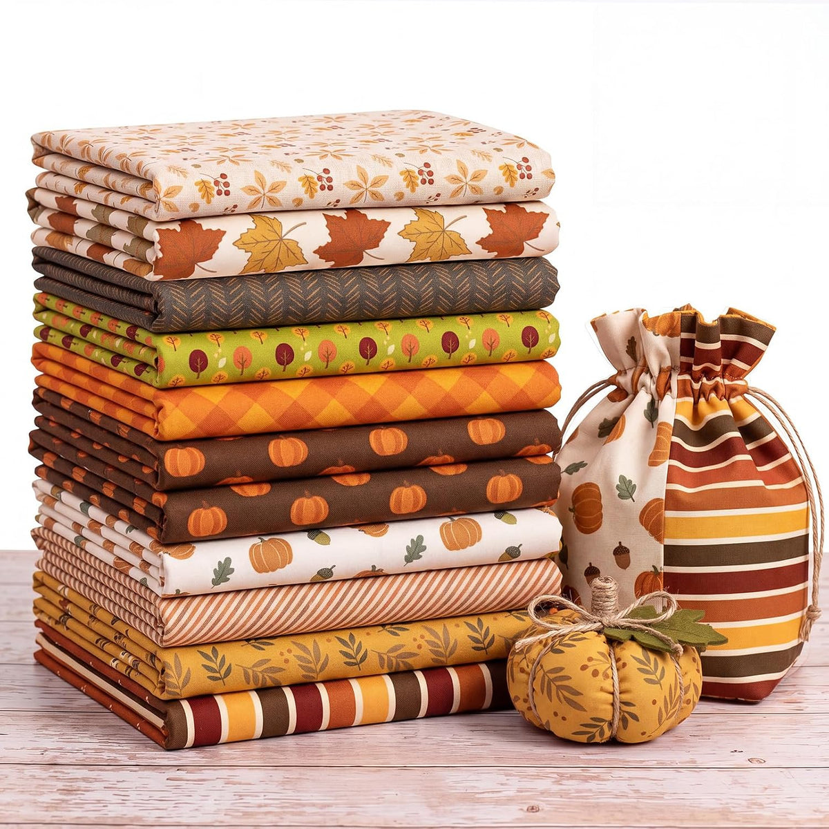 Tatuo 10 Pcs 20"x20" Cotton Fabric Quilting, Fall