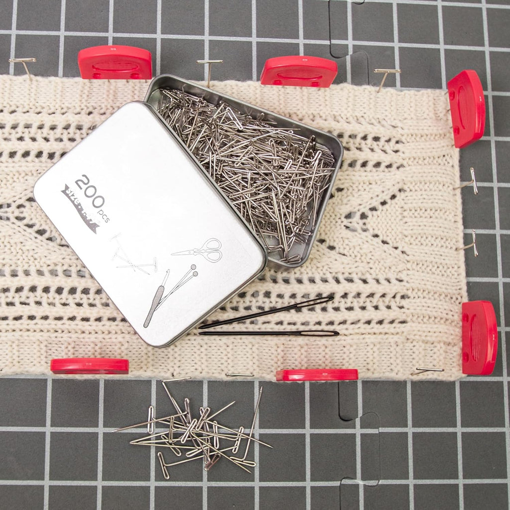 32x32cm Knitting Blocking Mat Set with 8 Knit Combs 200 T Pin and 2