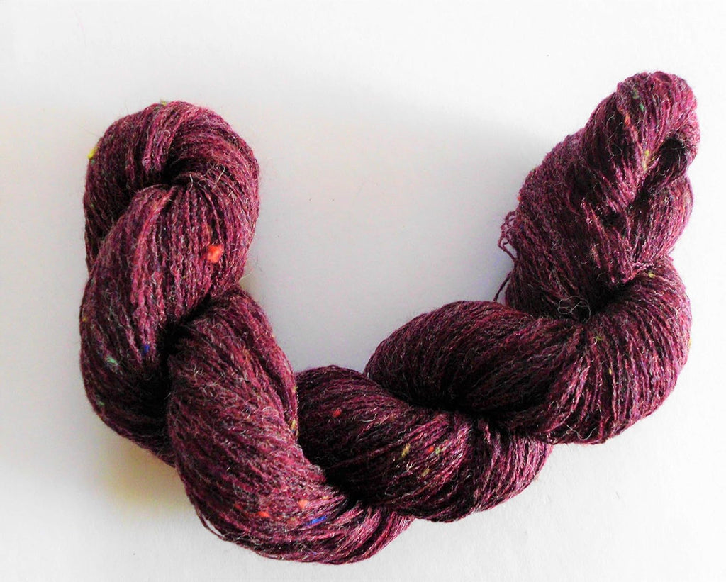 Four SKEINS 80 /20 Acryl/ Wool Burgundy Maroon Purple Multicolor Tweed