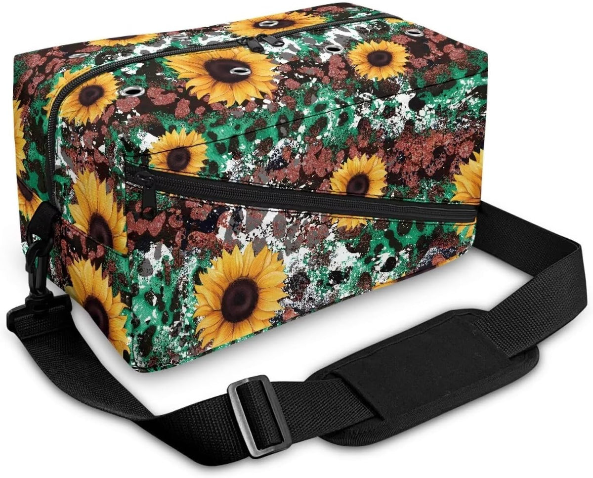 Fuxowvby Sunflower Yarn Storage Organizer Leopard Print Crochet Bag