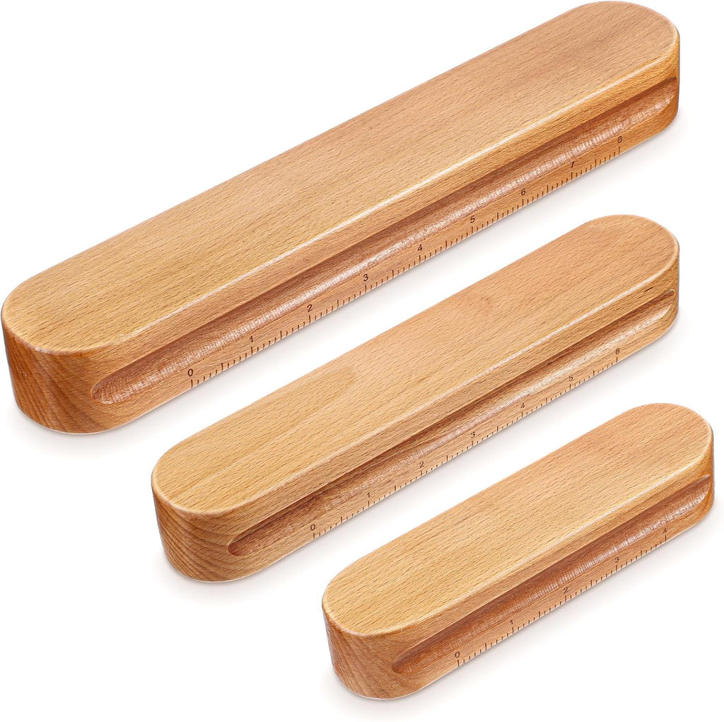 3 Pcs Hardwood Clappers with Scale, 7", 9.5", 12" Tailors Clapper for