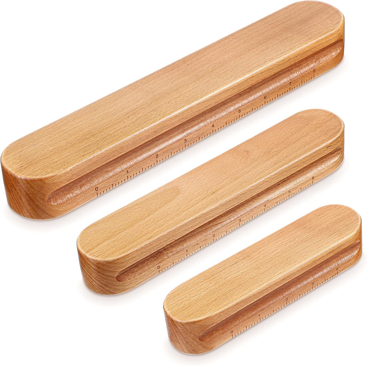 3 Pcs Hardwood Clappers with Scale, 7", 9.5", 12" Tailors Clapper for