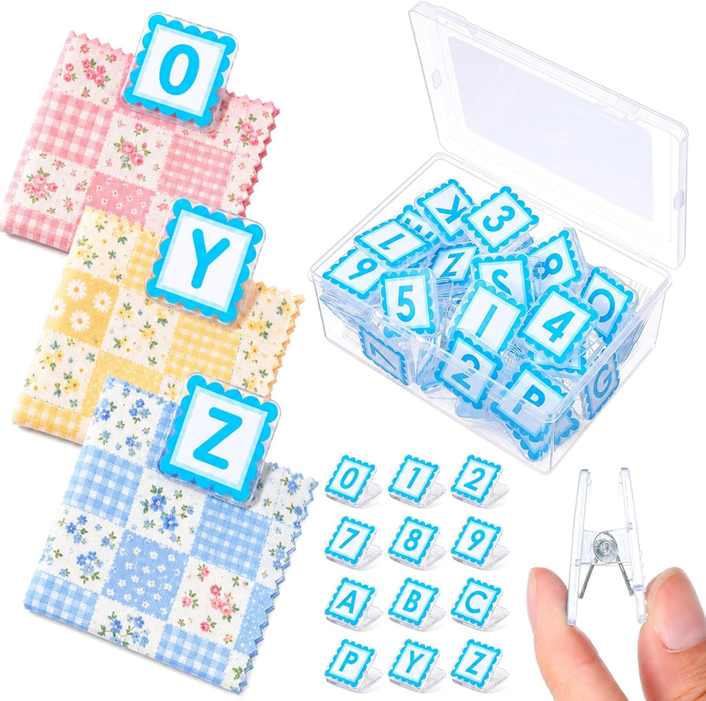 cobee 36PCS Sewing Clips for Fabric, Quilting Clips A-Z and 0-9 Clip
