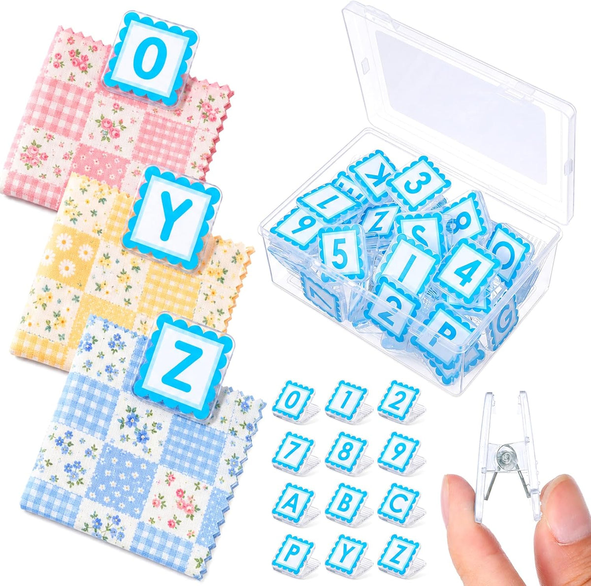cobee 36PCS Sewing Clips for Fabric, Quilting Clips A-Z and 0-9 Clip