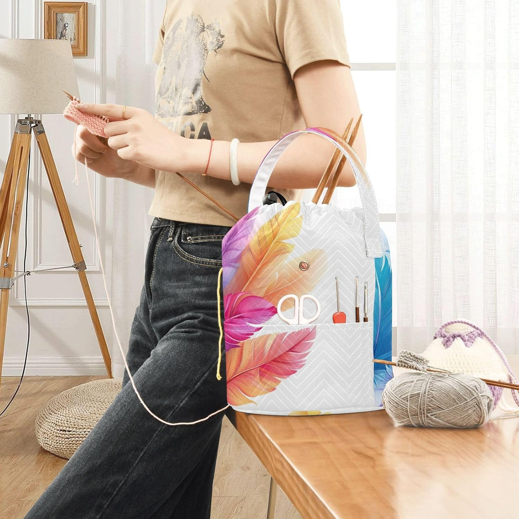 YETTASBIN Feather Yarn Storage Bag, Large Crochet Knitting Bag