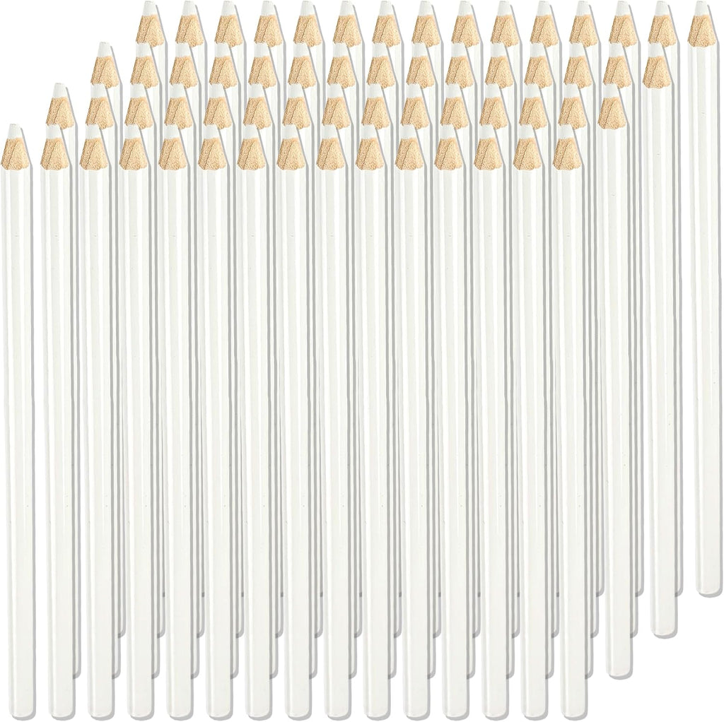 60 Pack White Pencils Water Soluble Fabric Pencils White Washable