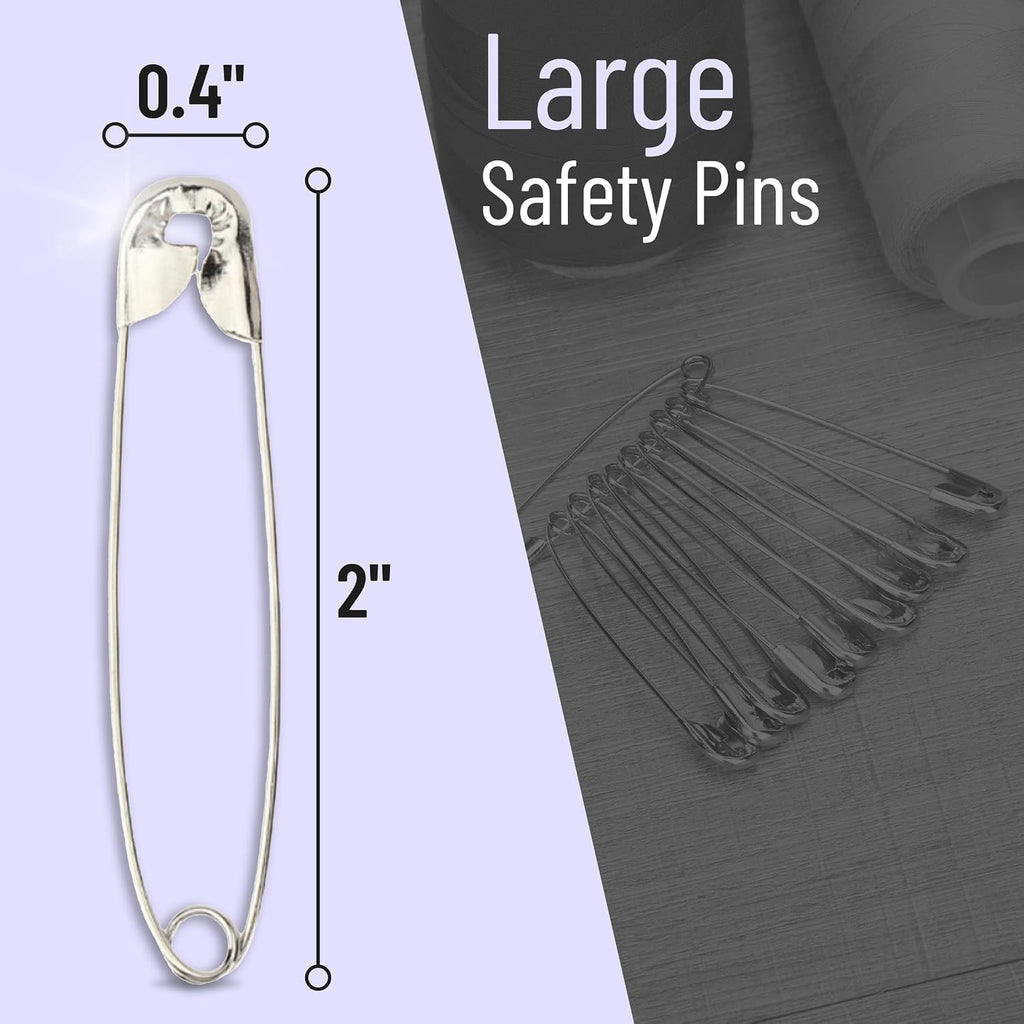 Mr. Pen- Large Safety Pins Bulk, 2 Inch, 100 Pack, Nickel Plated