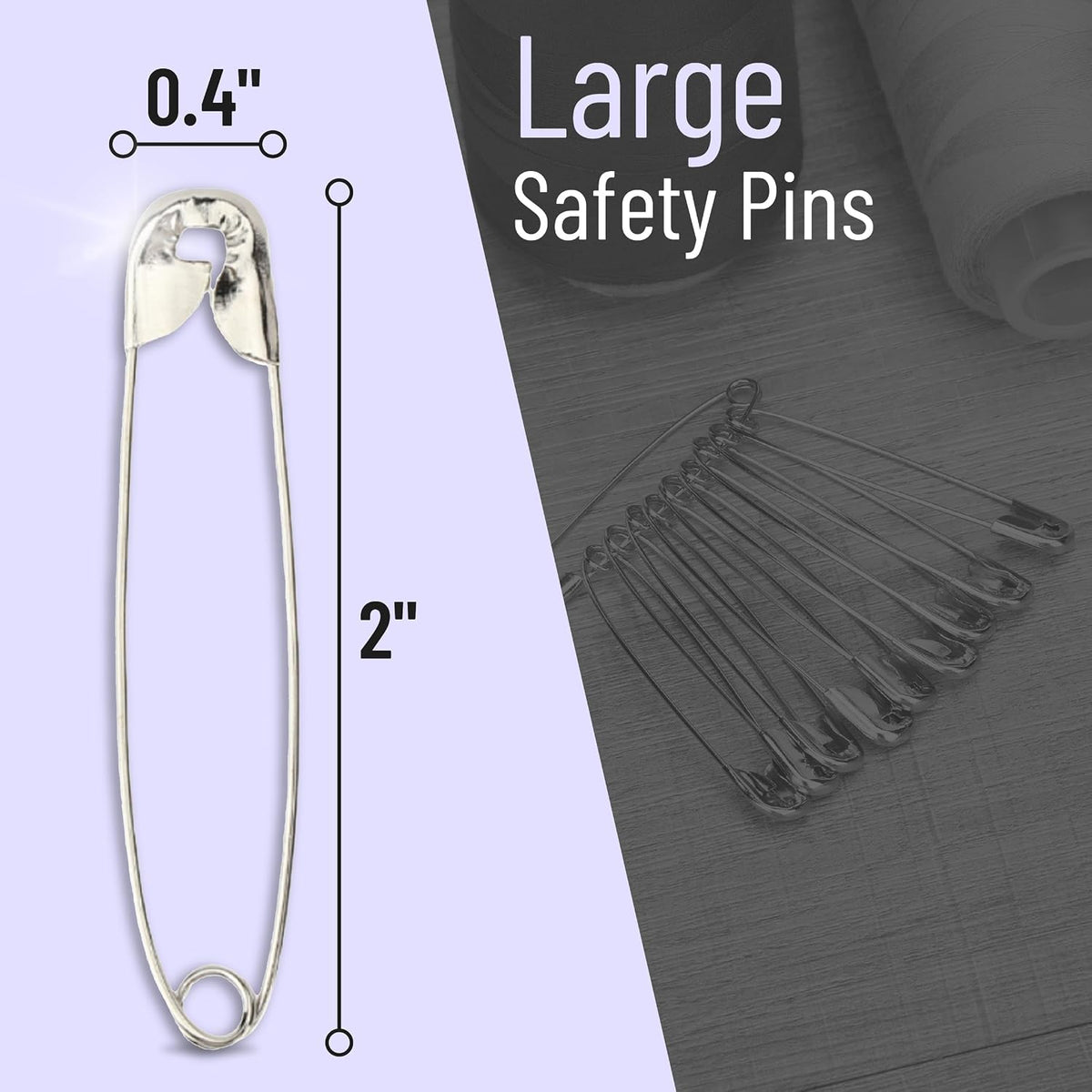 Mr. Pen- Large Safety Pins Bulk, 2 Inch, 100 Pack, Nickel Plated