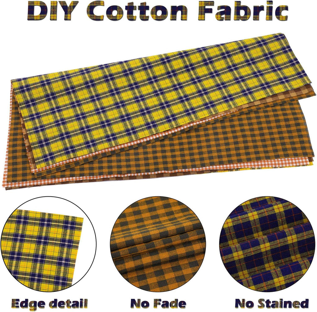 Tatuo 10 Pcs Fall Homespun Plaid Fabric 18 x 22 Inch Precut Squares